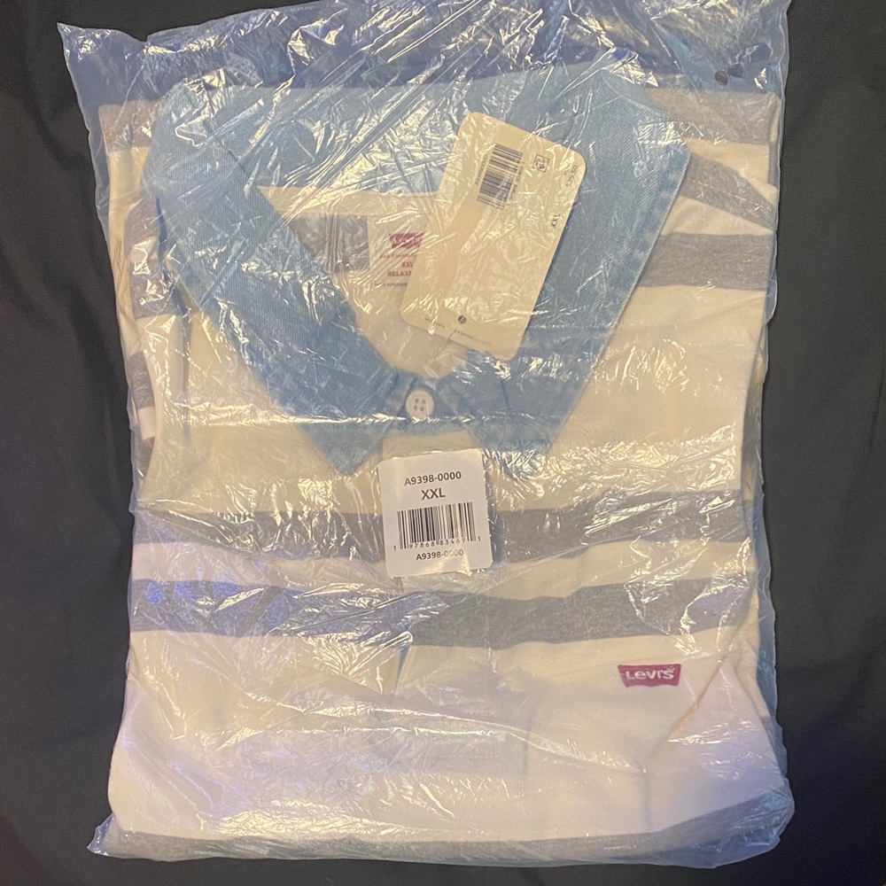 Levi's Striped Polo Shirt in gray and cream White XXL